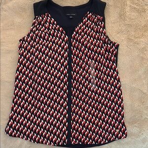 Tommy Hilfiger Red and White Sleeveless Blouse